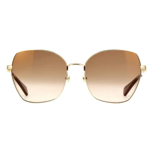 نظارات شمسية كارتييه CT0402S 002 XL باترفلاي - إطار معدني ذهبي / عدسات نايلون متدرجة اللون البني - 59 × 18 × 140 مم (الفئة 2)
