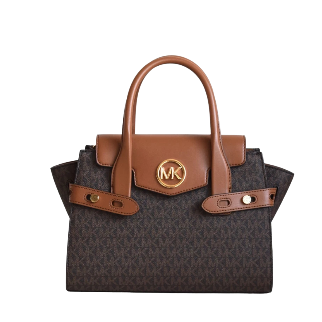 Michael Kors Carmen Small Flap Satchel Hand Bag Brown/Acorn – 30S0GNMS1B
