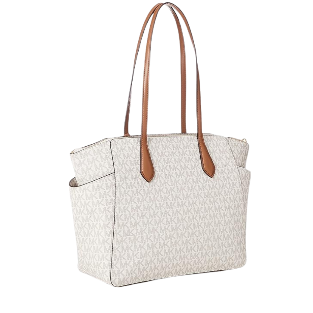 Michael Kors Marlyn Medium Top Zip Tote Bag Vanilla/Acorn – 30S2G6AT2B