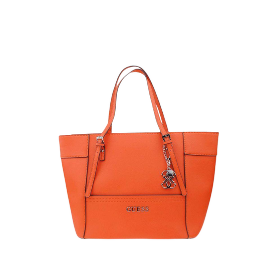 حقيبة GUESS Delaney Mini Tote - برتقالي | حقيبة أنيقة من الجلد المطلي - VY669305