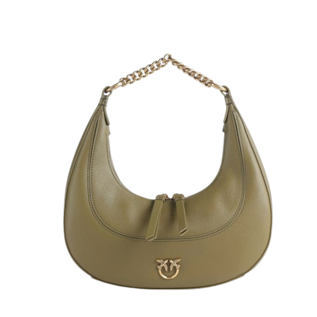 حقيبة كتف PINKO Brioche Classic Hobo - جلد العجل الناعم Verde Abete