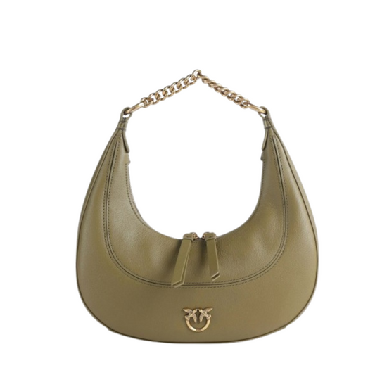 حقيبة كتف PINKO Brioche Mini Hobo – جلد العجل المبطن Verde Abete