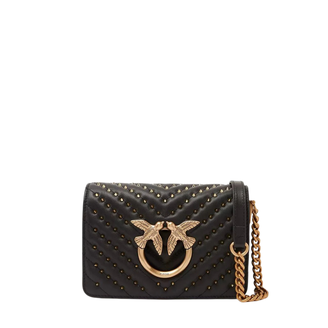 PINKO Crossbody Bag – Black | Love Click Mini V Quilt – Stylish & Compact