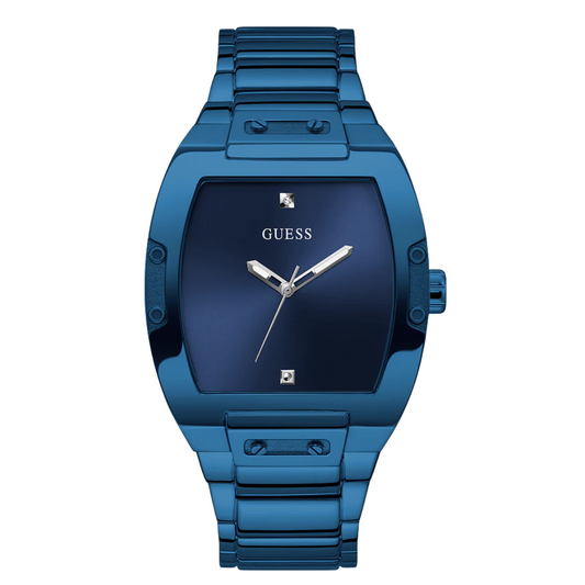 ساعة Guess Phoenix Blue المصنوعة من الفولاذ المقاوم للصدأ، ذات مينا أزرق، تعمل بنظام الكوارتز، للرجال - GW0387G4