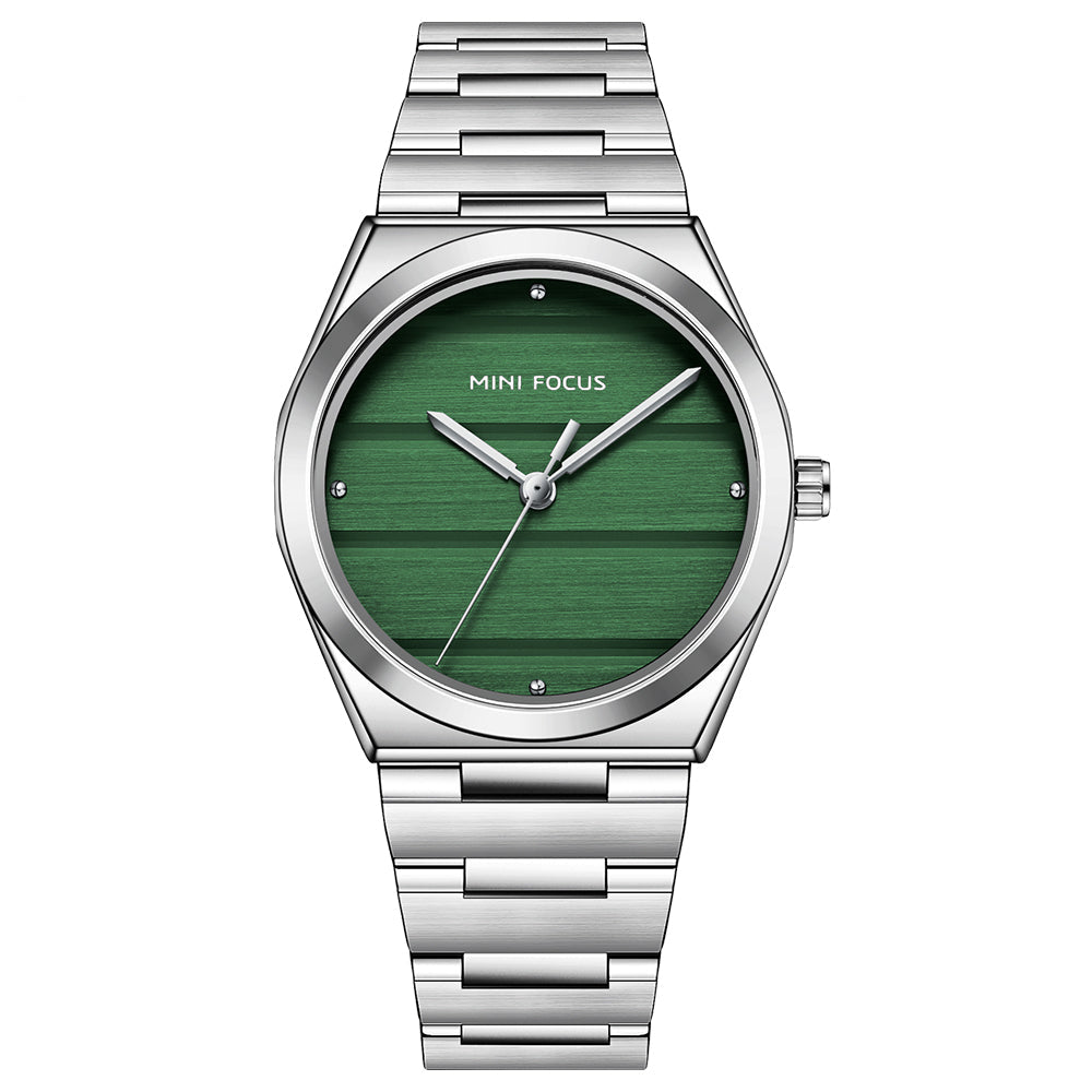 Mini Focus Silver Stainless Steel Green Dial Quartz Watch for Ladies - MF0611L-03