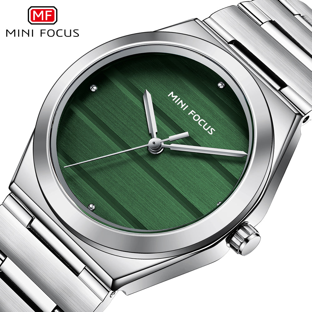 Mini Focus Silver Stainless Steel Green Dial Quartz Watch for Ladies - MF0611L-03