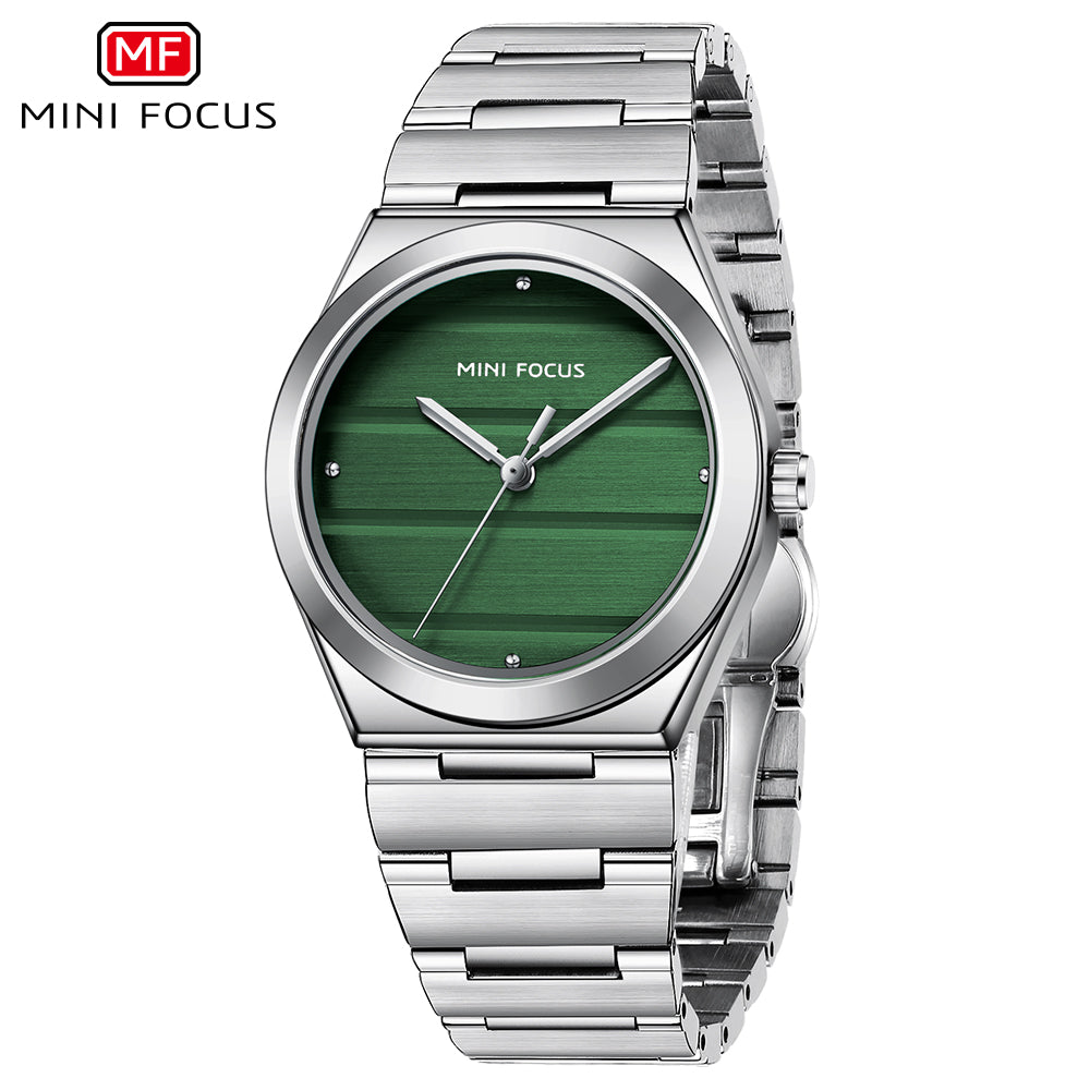 Mini Focus Silver Stainless Steel Green Dial Quartz Watch for Ladies - MF0611L-03