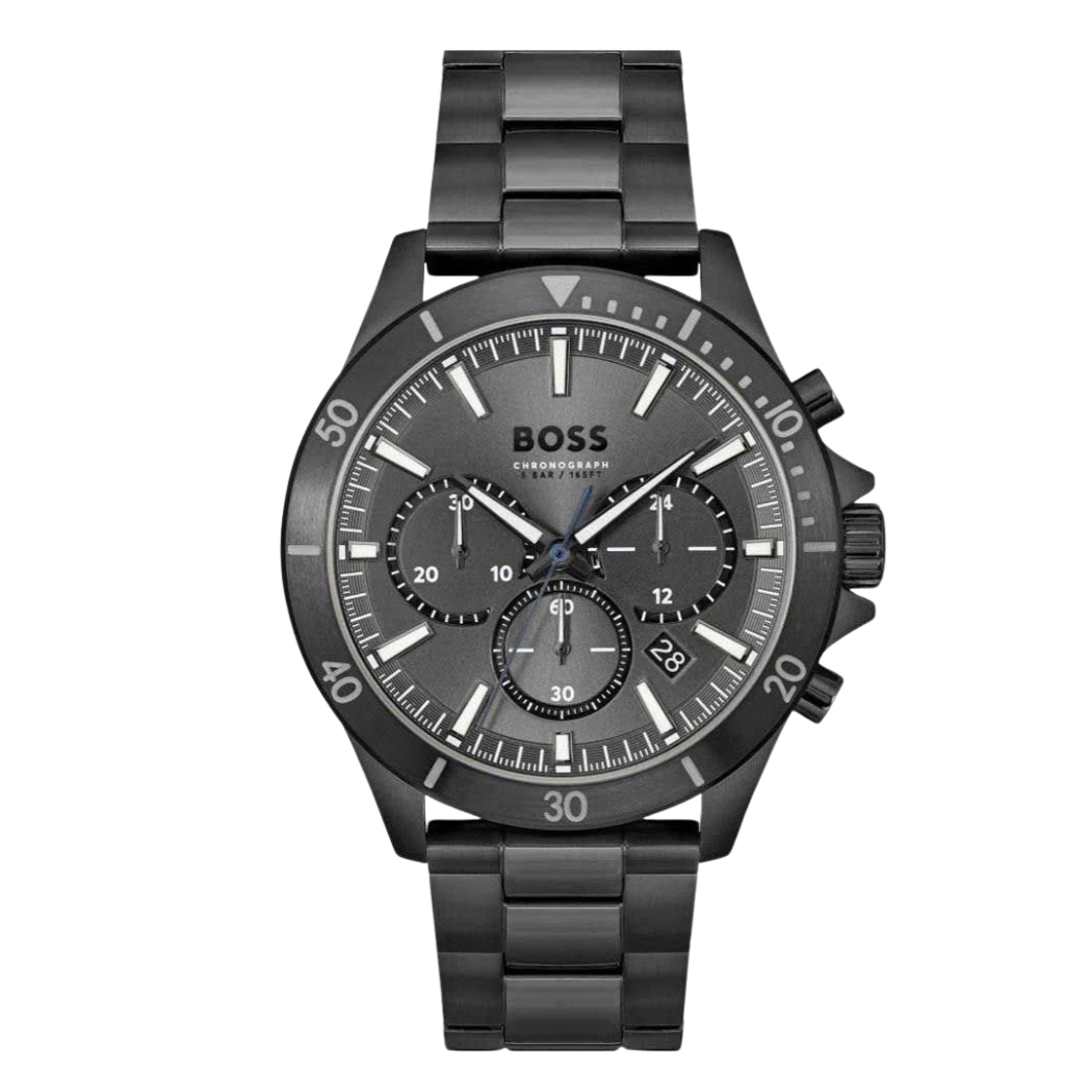 Hugo Boss Black Stainless Steel Grey Dial Chronograph Quartz Watch for Gents - Hugo Boss 1514058