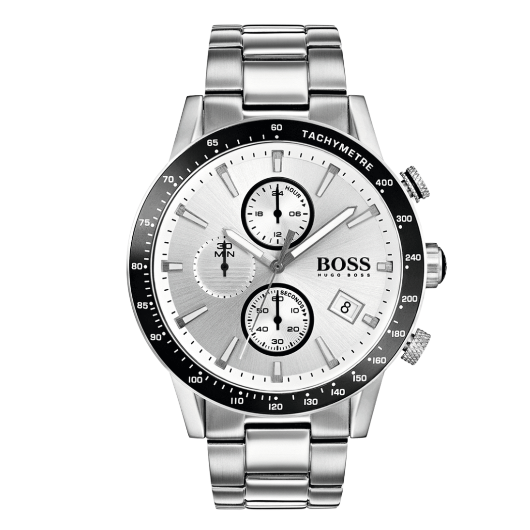 Hugo Boss Silver Stainless Steel Silver Dial Chronograph Quartz Watch for Gents - Hugo Boss 1513511