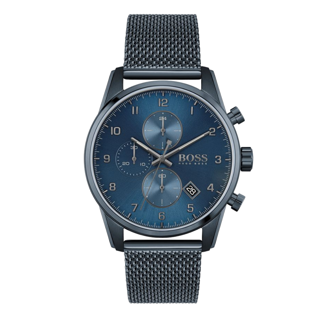Hugo Boss Blue Mesh Bracelet Blue Dial Chronograph Quartz Watch for Gents - Hugo Boss 1513836