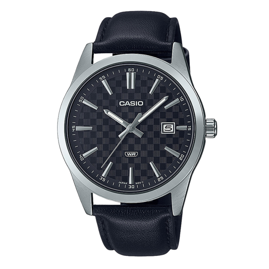 ساعة كاسيو رجالية كوارتز بسوار جلدي أسود ومينا أسود - CASIO LTP-1303LL-7AVDF
