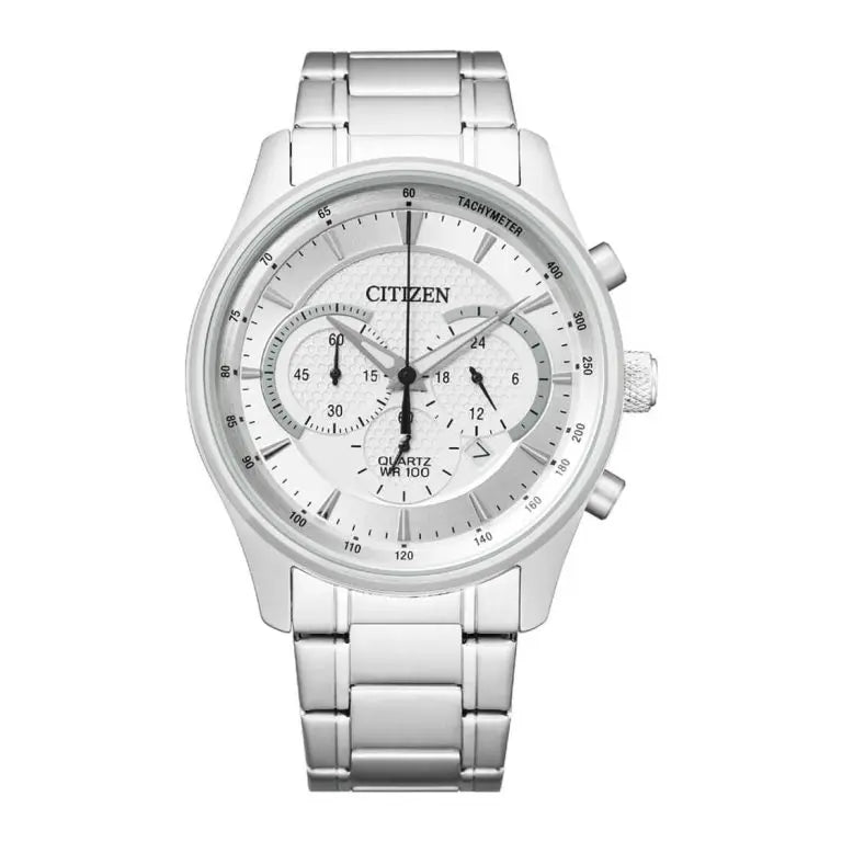 Citizen Men’s Chronograph Quartz Stainless Steel White Dial 42mm Watch AN8190-51A