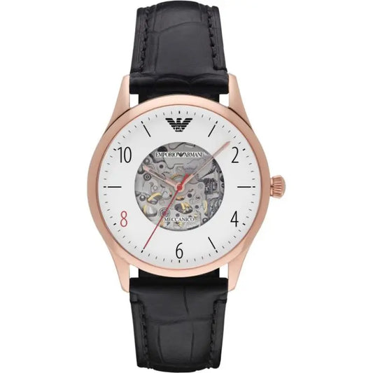 Emporio Armani Automatic Men’s White Dial Black Leather Watch AR1924