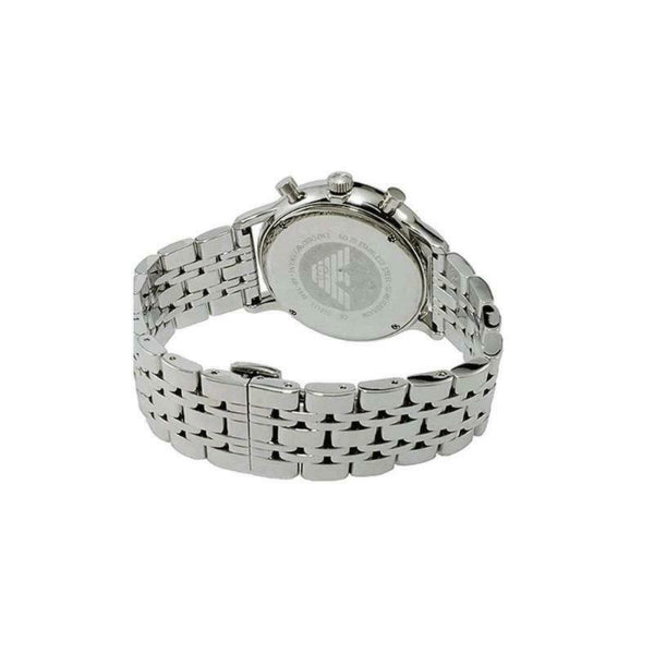 EMPORIO ARMANI Silver Stainless Steel Blue Dial Chronograph Quartz Watch for Gents - AR80013