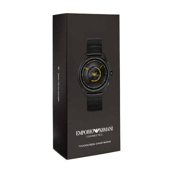 EMPORIO ARMANI Matteo Black Stainless Steel Black Dial Smartwatch for Gents - EMPORIO ARMANI ART 5007