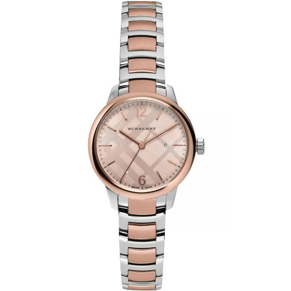 Burberry Women’s Swiss Made Quartz Stainless Steel Rose Gold Dial 32mm Watch BU10117
