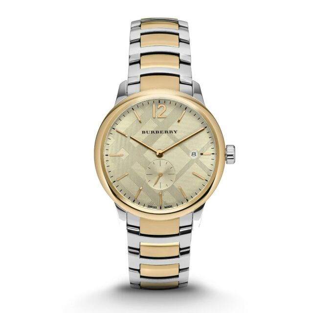 Burberry Men’s Swiss Made Stainless Steel Gold Dial 40mm Watch BU10011