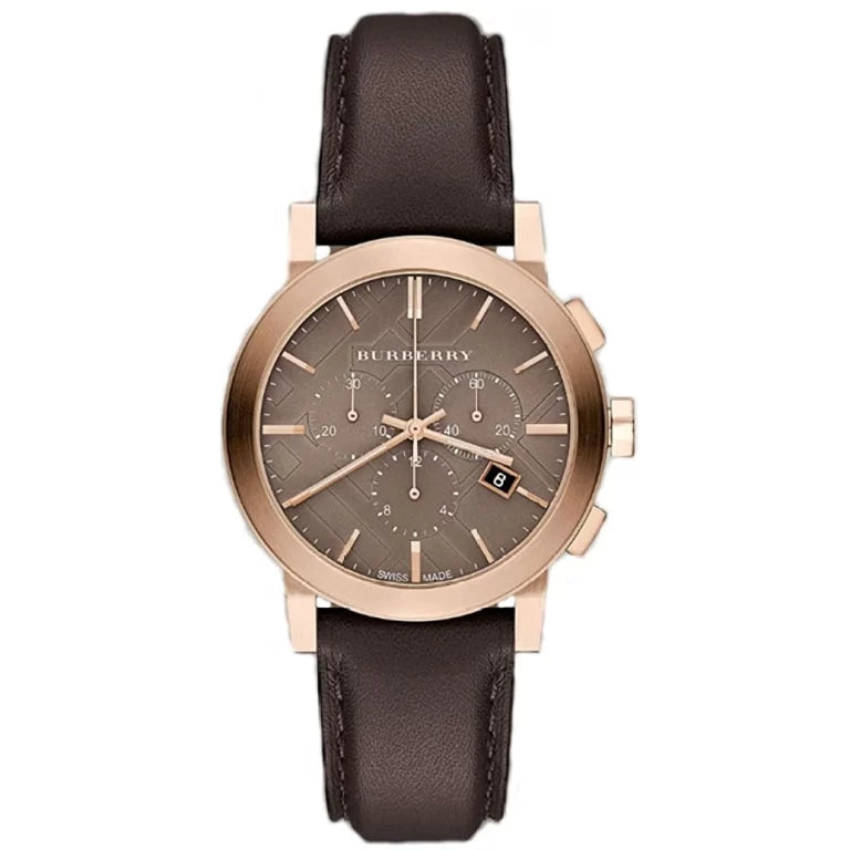 Burberry Unisex Swiss Made Leather Strap Brown Dial 38mm Watch BU9755