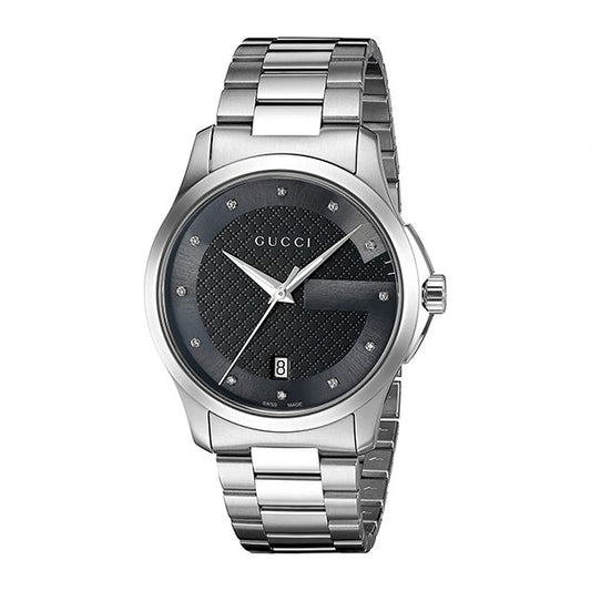 Gucci Unisex Swiss Made Quartz Stainless Steel Black Dial 38mm Watch YA126456