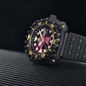 Pagani Design Black Stainless Steel Pink Camo Dial Automatic Watch for Gents - PD-YN009