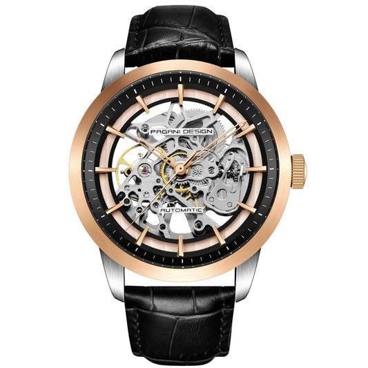 Pagani Design Rose Gold Stainless Steel Skeleton Dial Automatic Watch for Gents - PD-1638