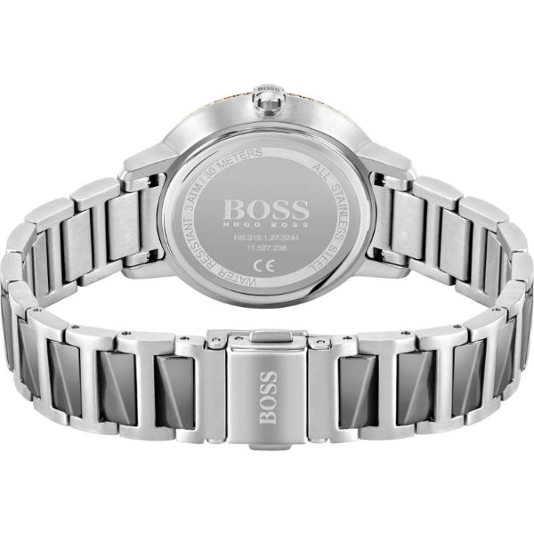 HUGO BOSS Signature Grey Stainless Steel Grey Dial Quartz Watch for Ladies - 1502569