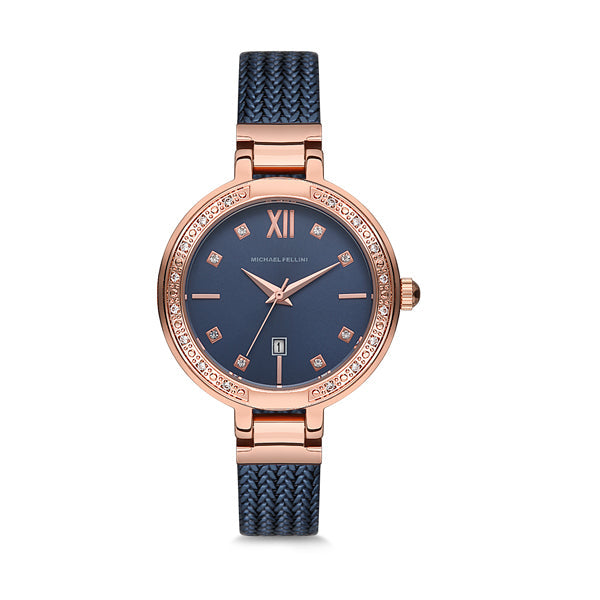 Michael Fellini Blue Mesh Bracelet Blue Dial Quartz Watch for Ladies - MF1139-4