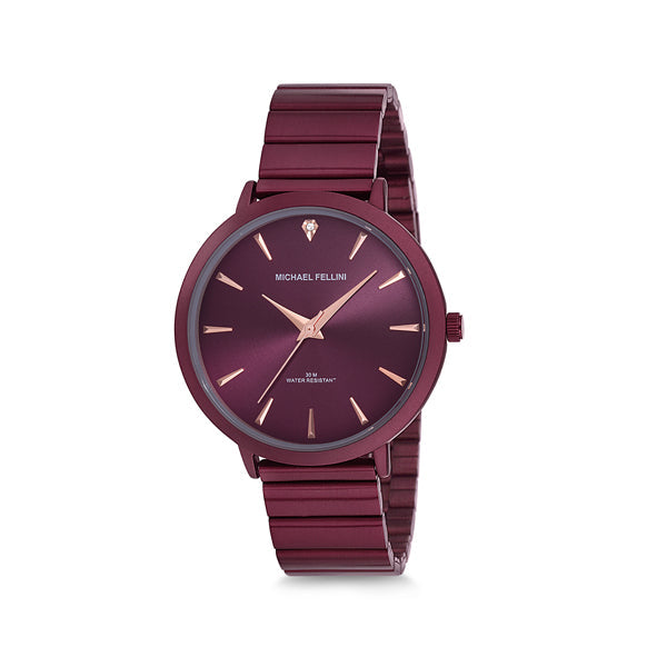 Michael Fellini Purple Stainless Steel Purple Dial Quartz Watch for Ladies - MF2145-7