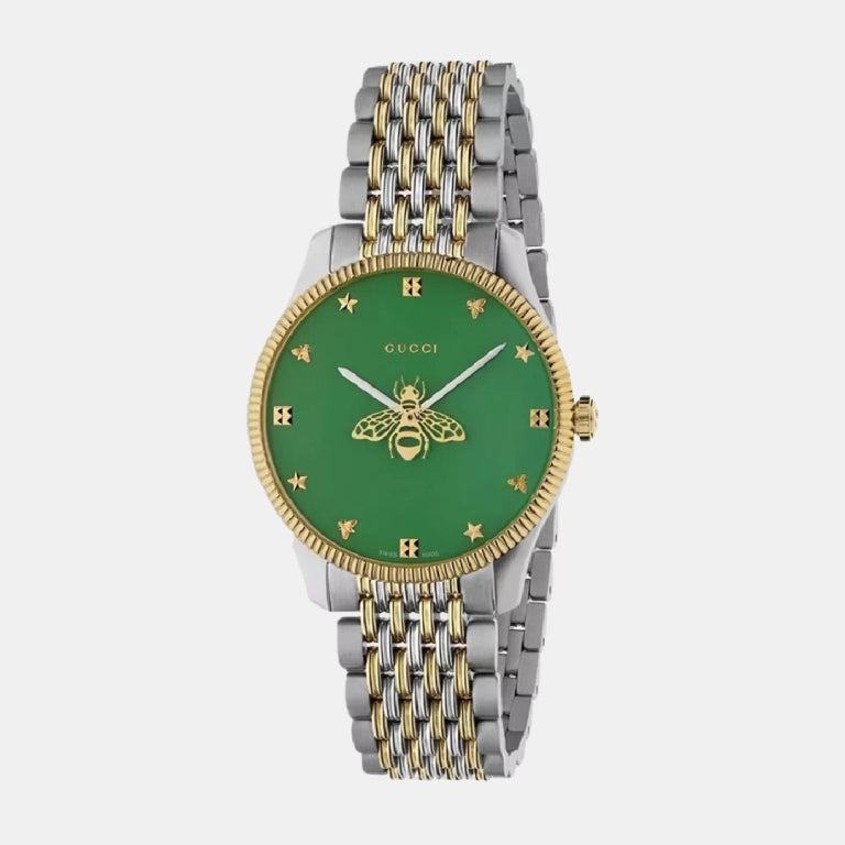Gucci Women’s Quartz Swiss Made Two Tone Stainless Steel Green Dial 32mm Watch YA1264182