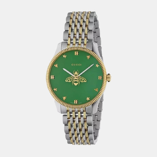 Gucci Women’s Quartz Swiss Made Two Tone Stainless Steel Green Dial 32mm Watch YA1264182