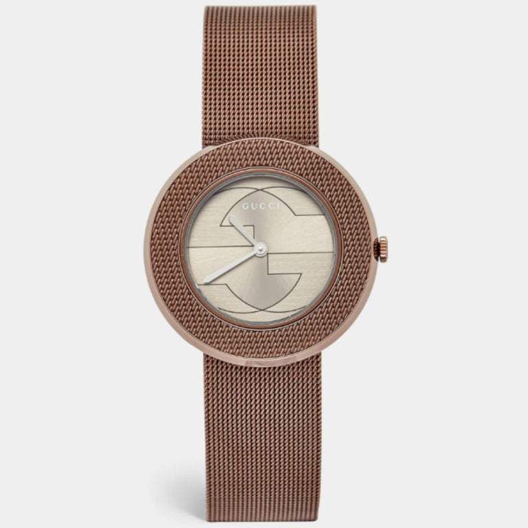 Gucci Women’s Quartz Swiss Made Rose Gold Stainless Steel Bronze Dial 35mm Watch YA129445 (Without Tag)  Gucci Women’s Quartz Swiss Made Rose Gold Stainless Steel Bronze Dial 35mm Watch YA129445
