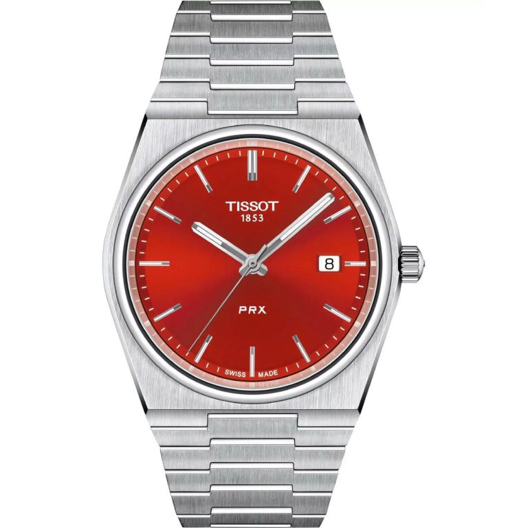 TISSOT PRX Men’s Quartz Swiss Made Stainless Steel Red Dial 40mm Watch T137.410.11.421.00