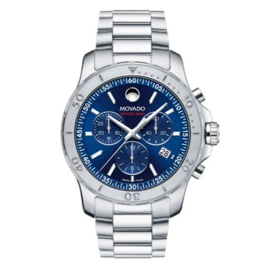 Movado Men’s Swiss Made Quartz Silver Stainless Steel Blue Dial 42mm Watch 2600151