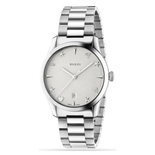 Gucci Women’s Quartz Swiss Made Silver Stainless Steel White Dial 38mm Watch YA1264028A