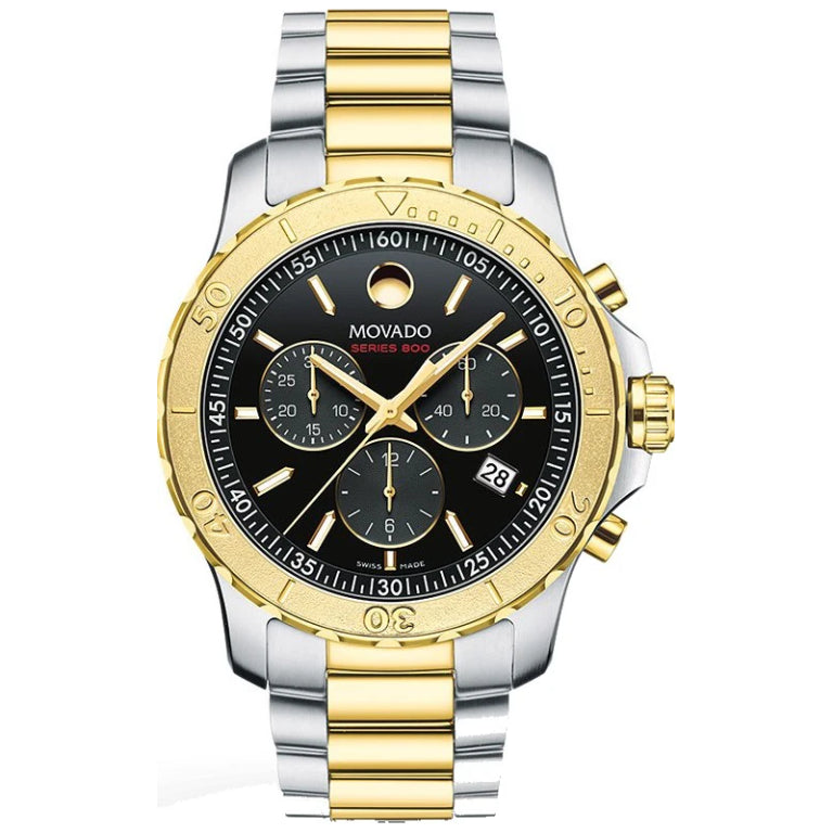 Movado Men’s Swiss Made Quartz Two-tone Stainless Steel Black Dial 42mm Watch 2600138