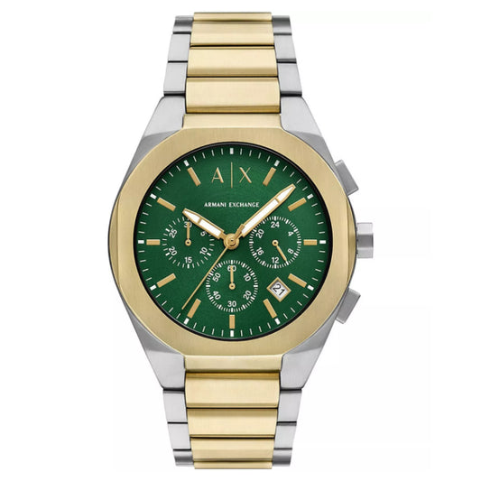 Armani Exchange Men’s Quartz Two-tone Stainless Steel Green Dial 42mm Watch AX4184