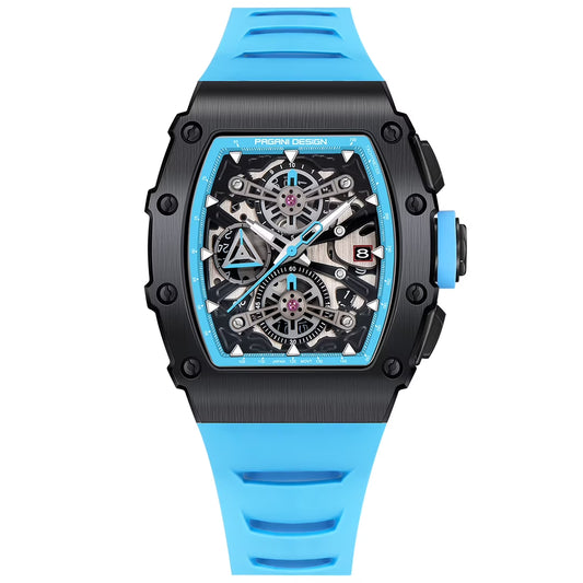 Pagani Design Black Stainless Steel Skeleton Dial Quartz Watch for Gents - PD-YS011