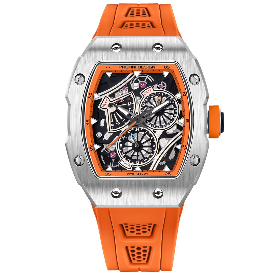 Pagani Design Stainless Steel Skeleton Dial Quartz Watch for Gents - PD-YS012