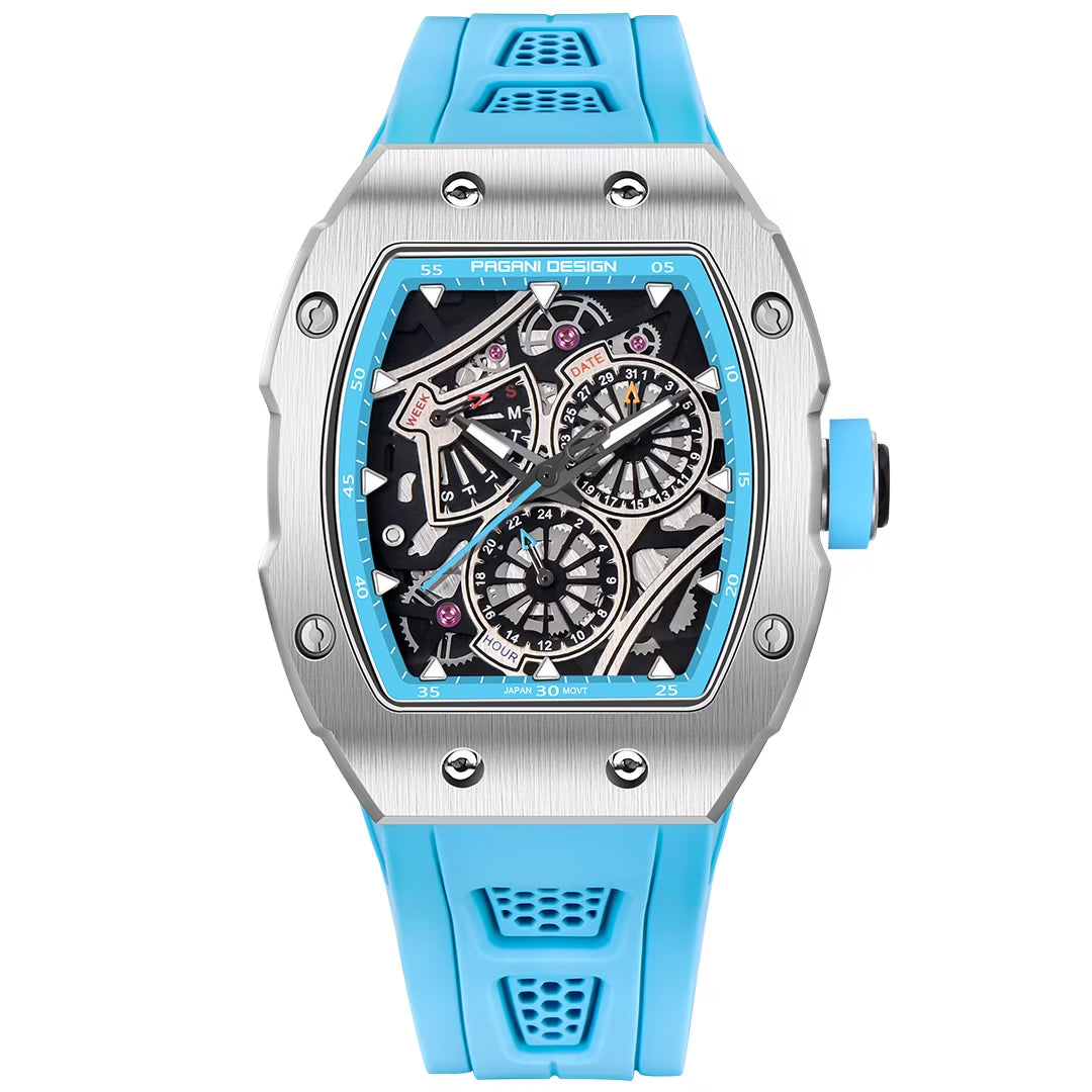 Pagani Design Stainless Steel Skeleton Dial Quartz Watch for Gents - PD-YS012