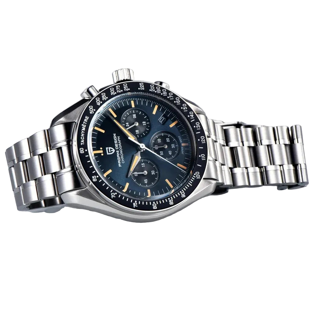 Pagani Design Stainless Steel Blue Dial Quartz Chronograph Watch for Gents - PD-1701-BLU