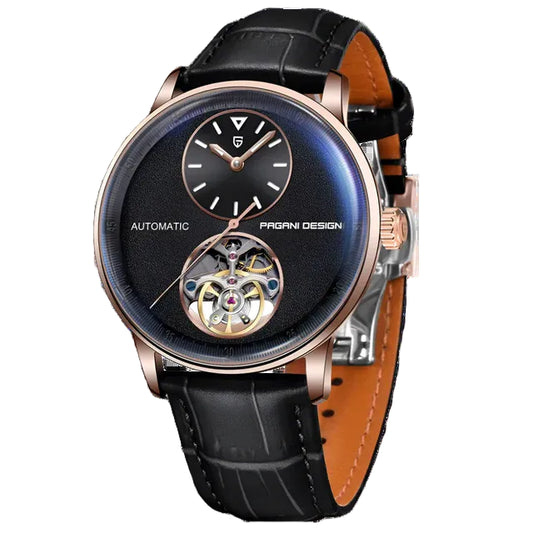 Pagani Design Rose Gold Stainless Steel Black Dial Automatic Watch for Gents - PD-1796