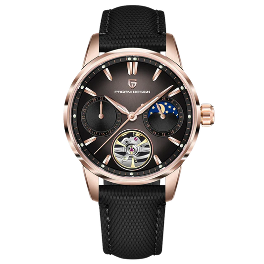 Pagani Design Rose Gold Stainless Steel Black Dial Automatic Watch for Gents - PD-1734