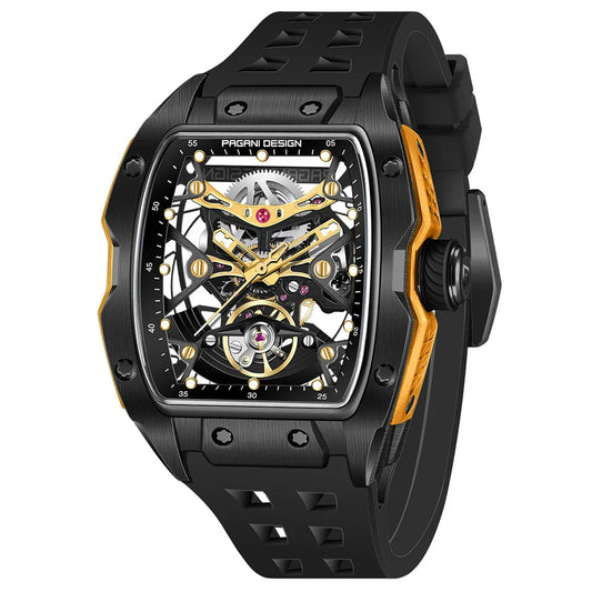 Pagani Design Black Stainless Steel Skeleton Dial Automatic Watch for Gents - PD-YS018