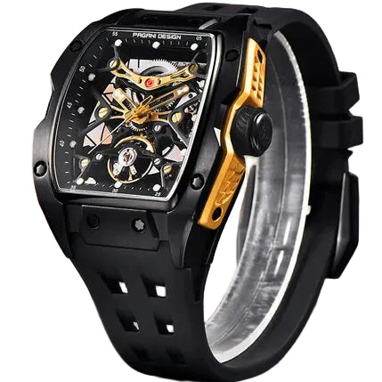 Pagani Design Black Stainless Steel Skeleton Dial Automatic Watch for Gents - PD-YS018