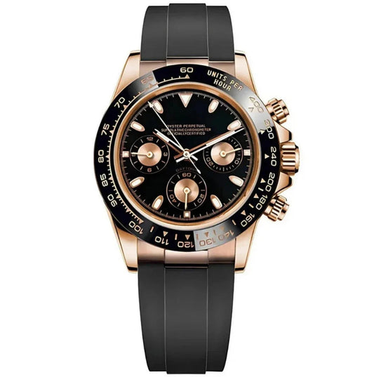 Pagani Design Rose Gold Stainless Steel Black Dial Chronograph Watch for Gents - PD-1664