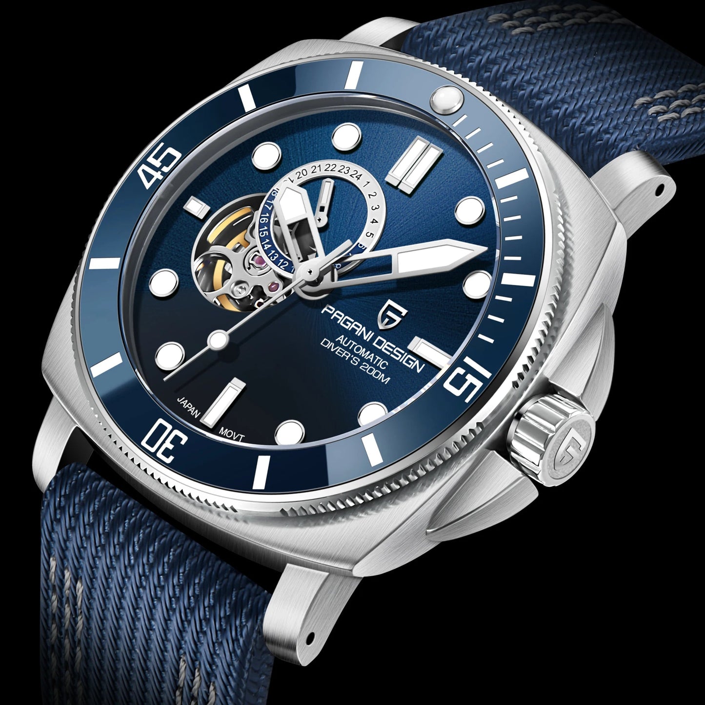 Pagani Design Stainless Steel Blue Dial Automatic Watch for Gents - PD-1736