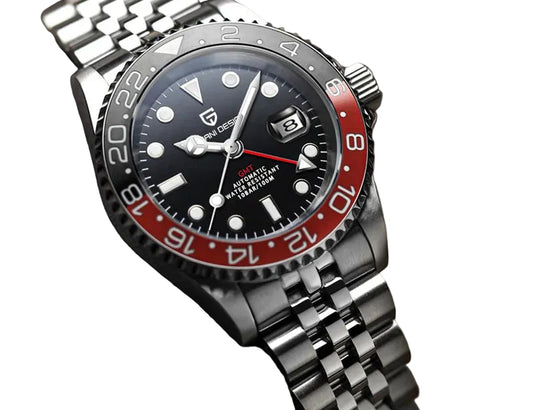 Pagani Design Stainless Steel Black Dial Automatic GMT Watch for Gents - PD-1662