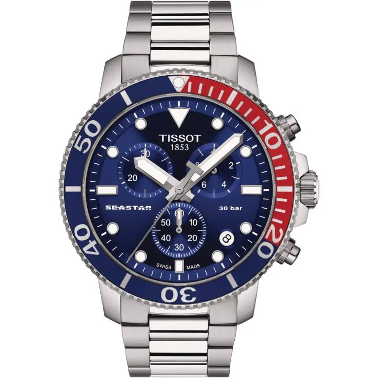 TISSOT Men’s Quartz Swiss Made Silver Stainless Steel Blue Dial 45mm Watch T120.417.11.041.03