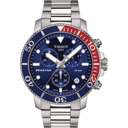 TISSOT Men’s Quartz Swiss Made Silver Stainless Steel Blue Dial 45mm Watch T120.417.11.041.03