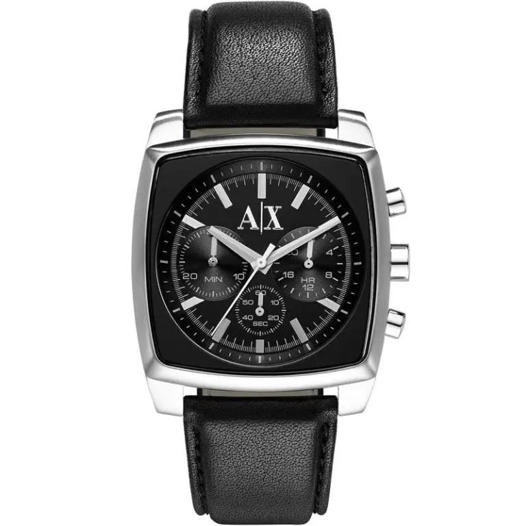 Armani Exchange Men’s Quartz Black Leather Strap Black Dial 40mm Watch AX2250